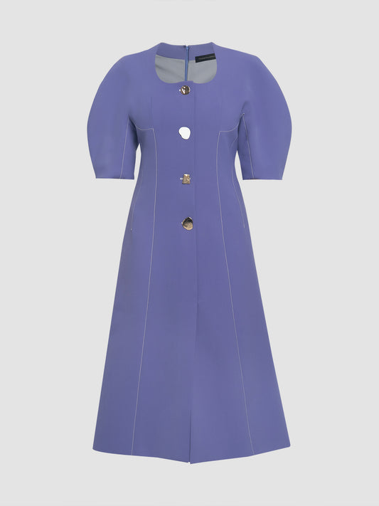 Sculpted Sleeve Midi Dress in Periwinkle