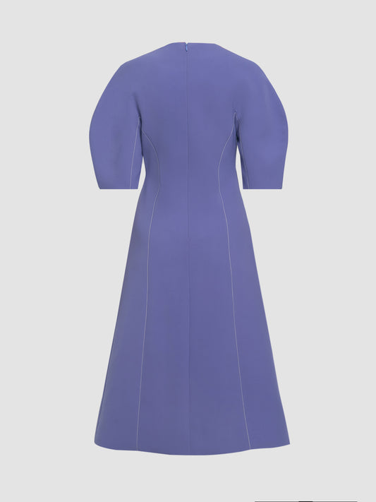 Sculpted Sleeve Midi Dress in Periwinkle