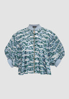 Pleated Organza Jacket in Baby Blue Floral