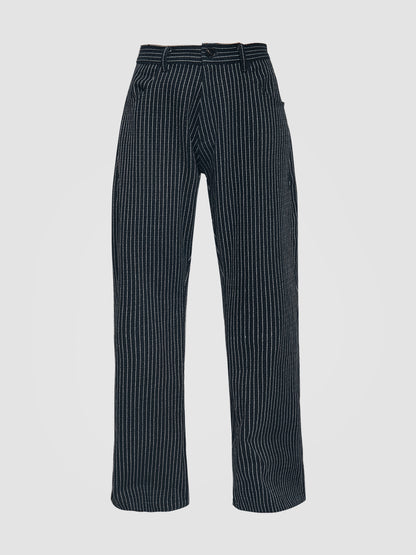 Pinstriped Denim Bootcut Pants