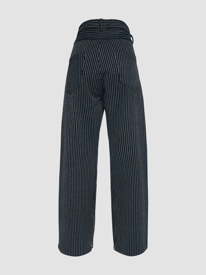 Pinstriped Denim Bootcut Pants