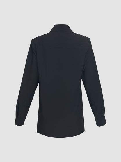 Black Part 6 collarless long-sleeved shirt