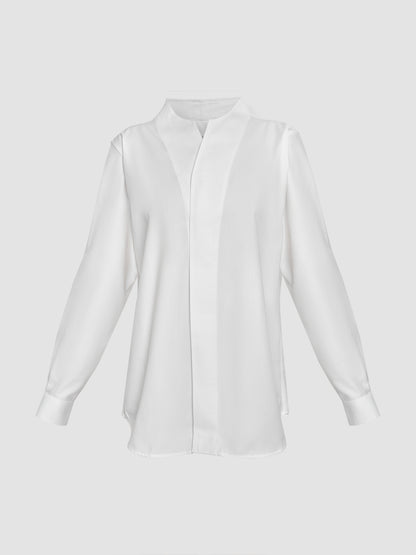 White Part 1 collarless long-sleeved shirt