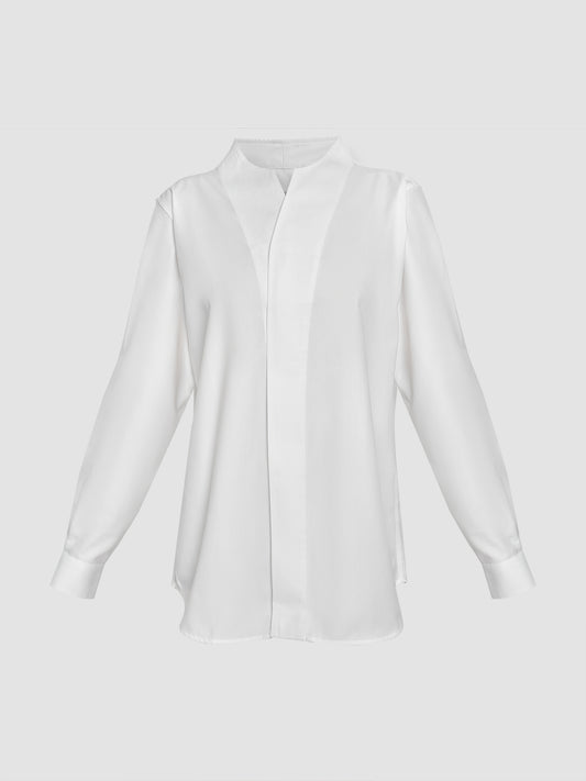 White Part 1 collarless long-sleeved shirt