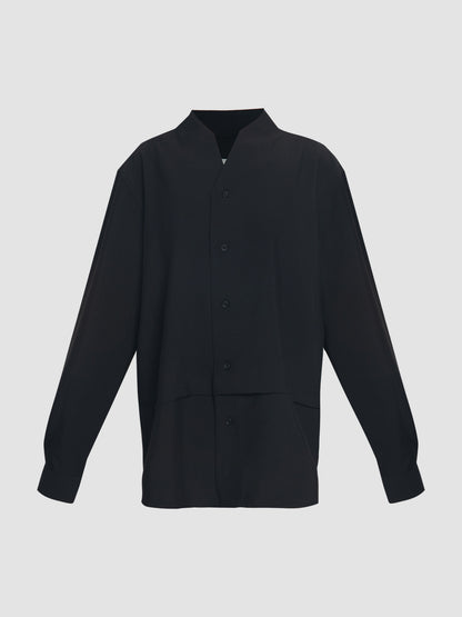 Black Part 1 collarless long-sleeved shirt