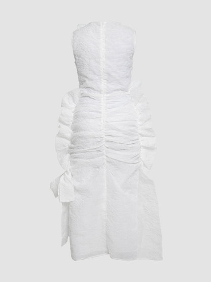 Gabriella Dress in Matelassé White