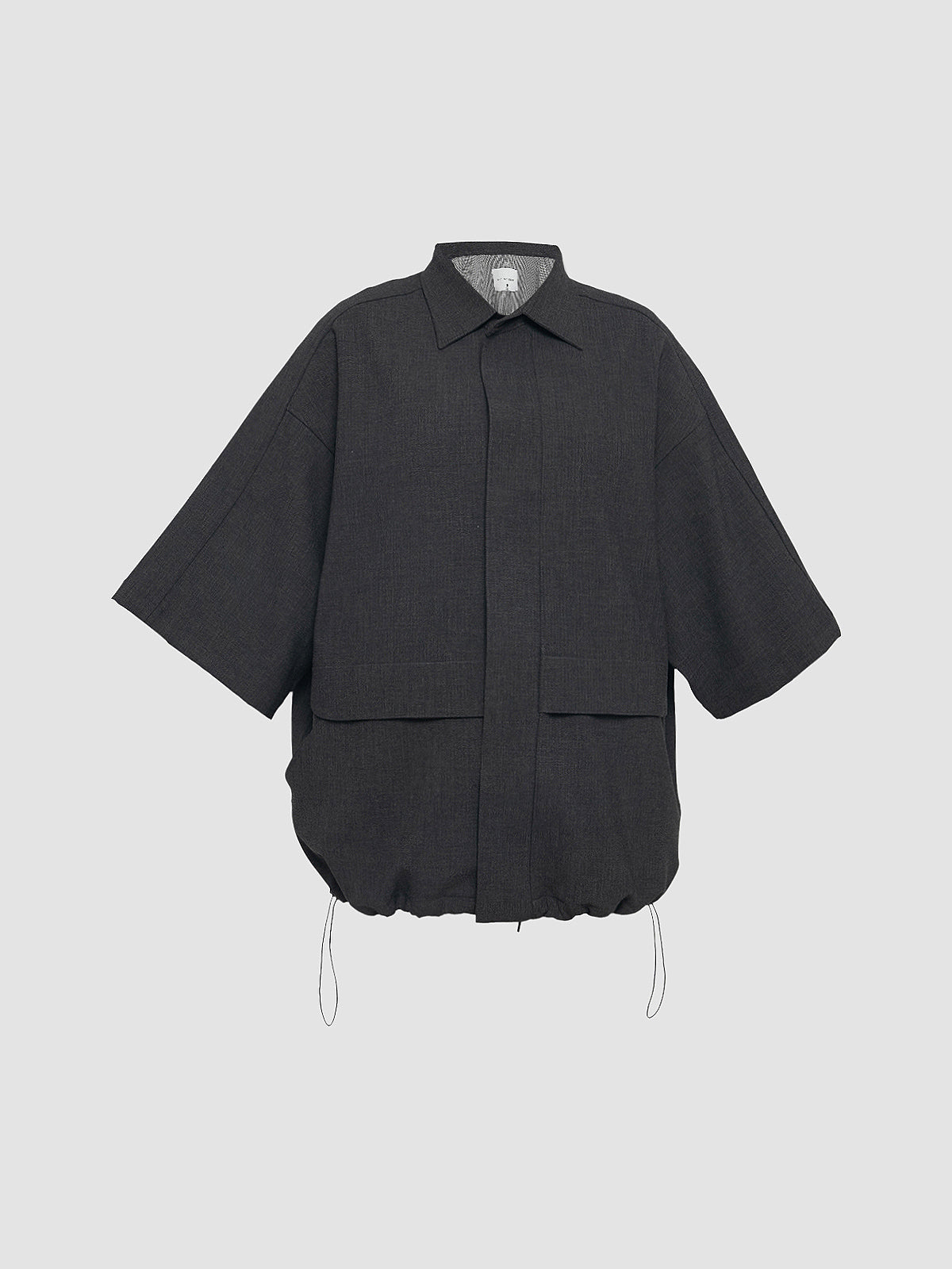 Cropped Oversized Shirt with Stopper in Dark Grey