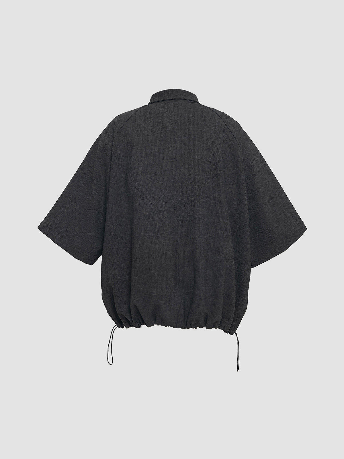 Cropped Oversized Shirt with Stopper in Dark Grey