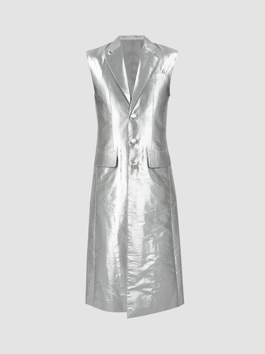 Long Vest Coat in Silver