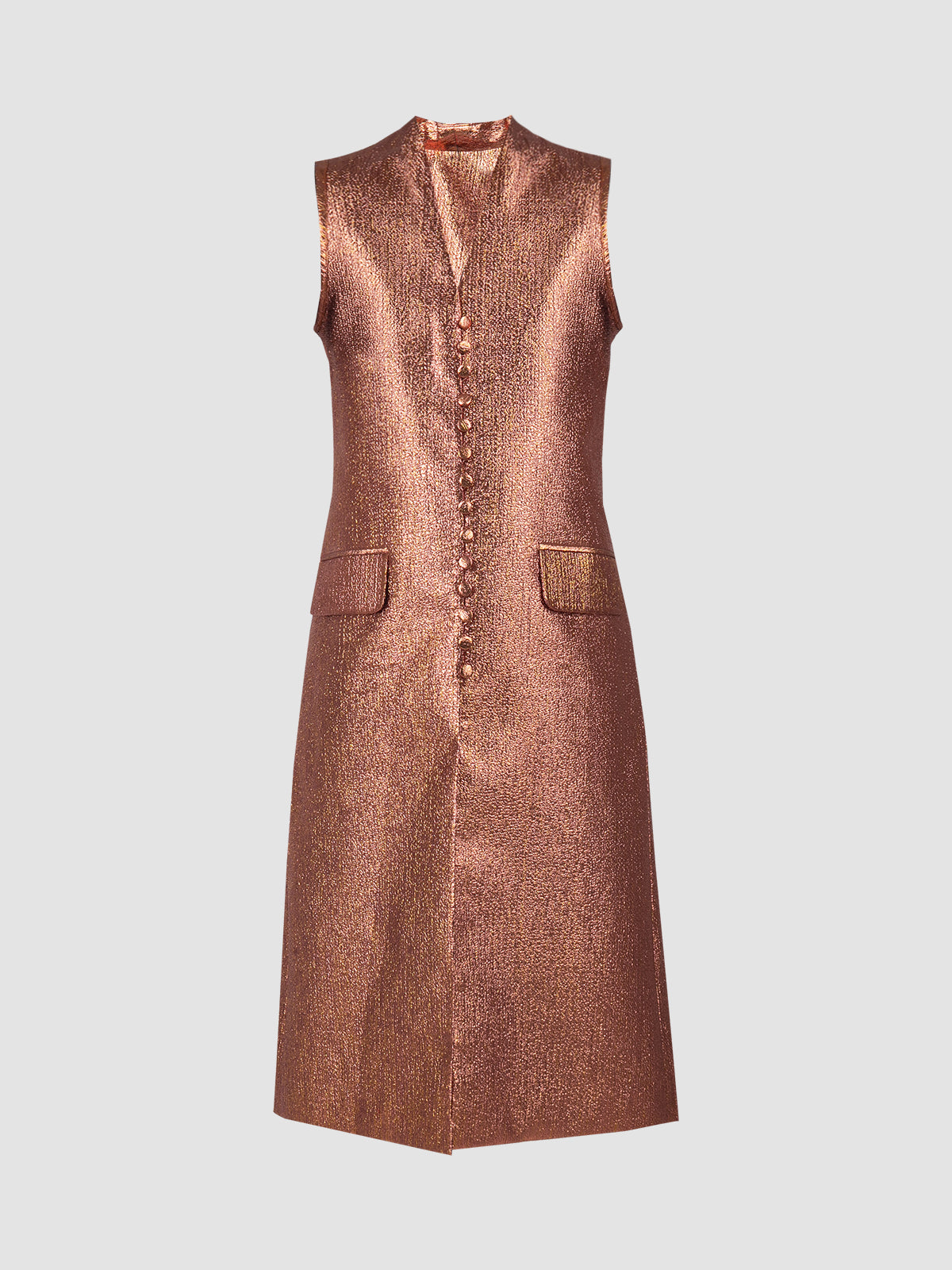 Jacquard Vest Dress in Metallic Orange