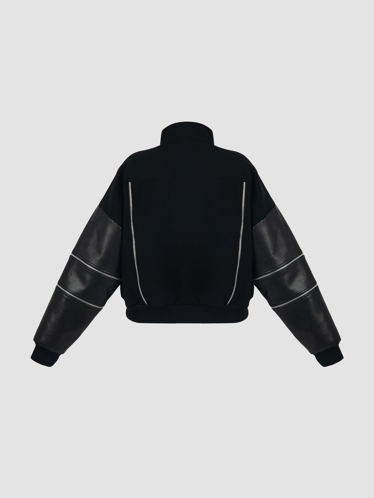 Bomber Synthetic Leather Jacket in Black