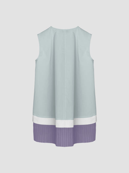 Sky blue Mikoshi blouse with lavender pleats