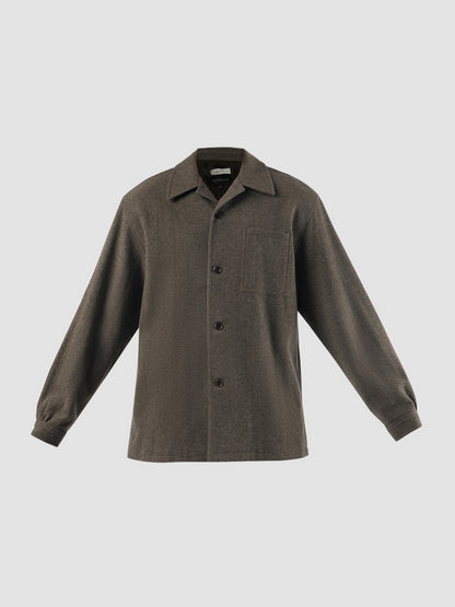 Brown wool cuffed sleeves shirt