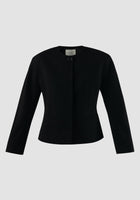 Black wool blend rounded shoulder jacket