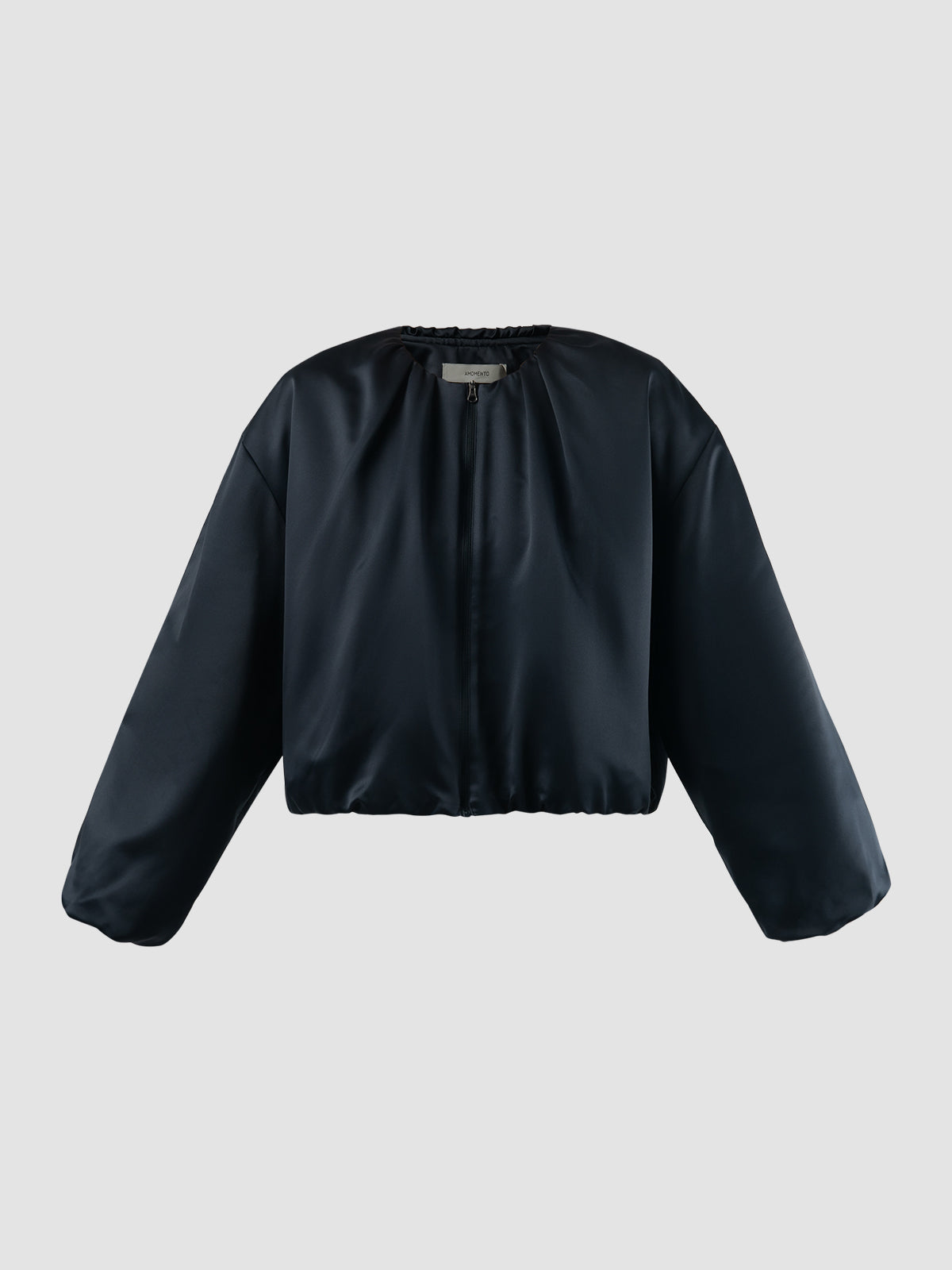 Navy Silky padded cropped jumper