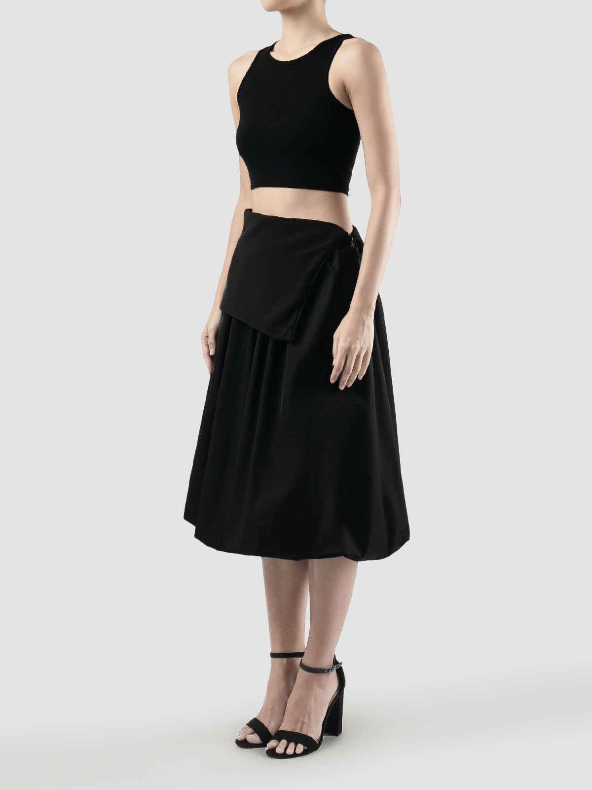 Black Banding Volume midi skirt