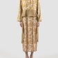 Gold Alana long-sleeved maxi dress with flower prints