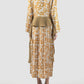 Gold Alana long-sleeved maxi dress with flower prints