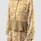 Gold Alana long-sleeved maxi dress with flower prints