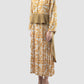 Gold Alana long-sleeved maxi dress with flower prints