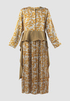 Gold Alana long-sleeved maxi dress with flower prints