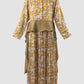 Gold Alana long-sleeved maxi dress with flower prints