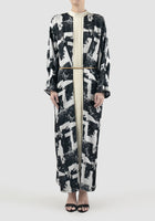 Black Dove maxi dress with abstract cloud print