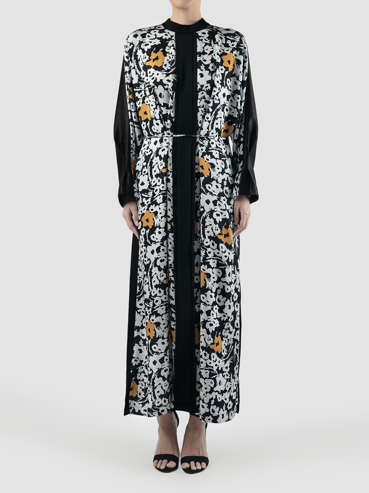 Black Dove maxi dress with abstract flower print