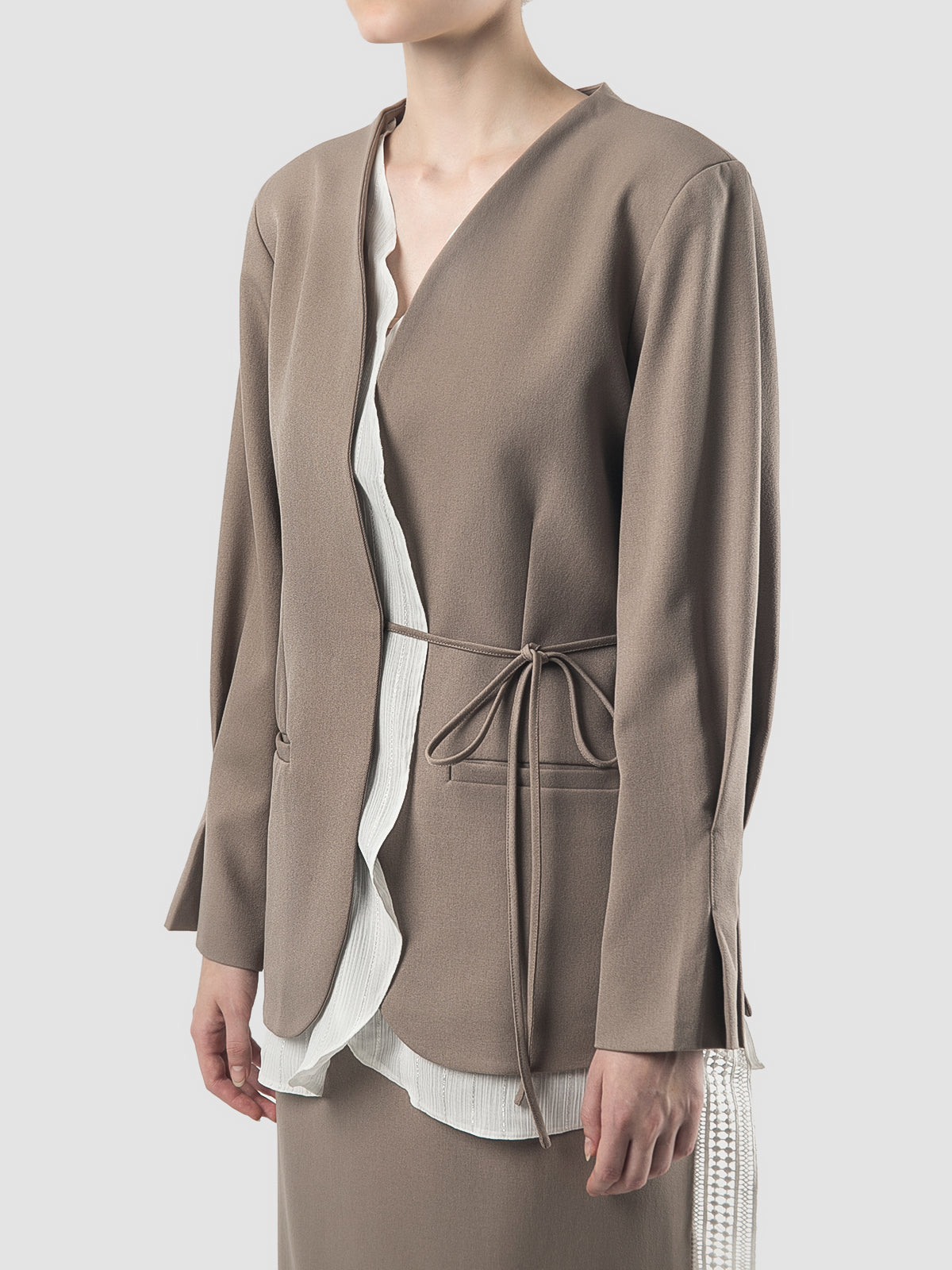 Brown Dove layered satin blazer