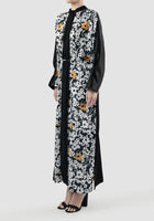 Black Dove maxi dress with abstract flower print