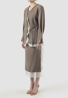 Brown Dove layered satin blazer