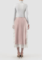 Pink Dove lace-detailed midi skirt