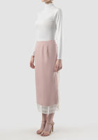 Pink Dove lace-detailed midi skirt