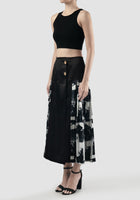 Black Saja A-line overlapping skirt