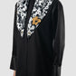 Black Vida long-sleeve blouse with flower scarf