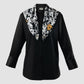 Black Vida long-sleeve blouse with flower scarf