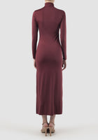 Burgundy turtleneck long dress