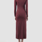 Burgundy turtleneck long dress