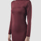 Burgundy turtleneck long dress