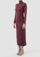 Burgundy turtleneck long dress