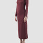 Burgundy turtleneck long dress