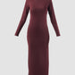 Burgundy turtleneck long dress