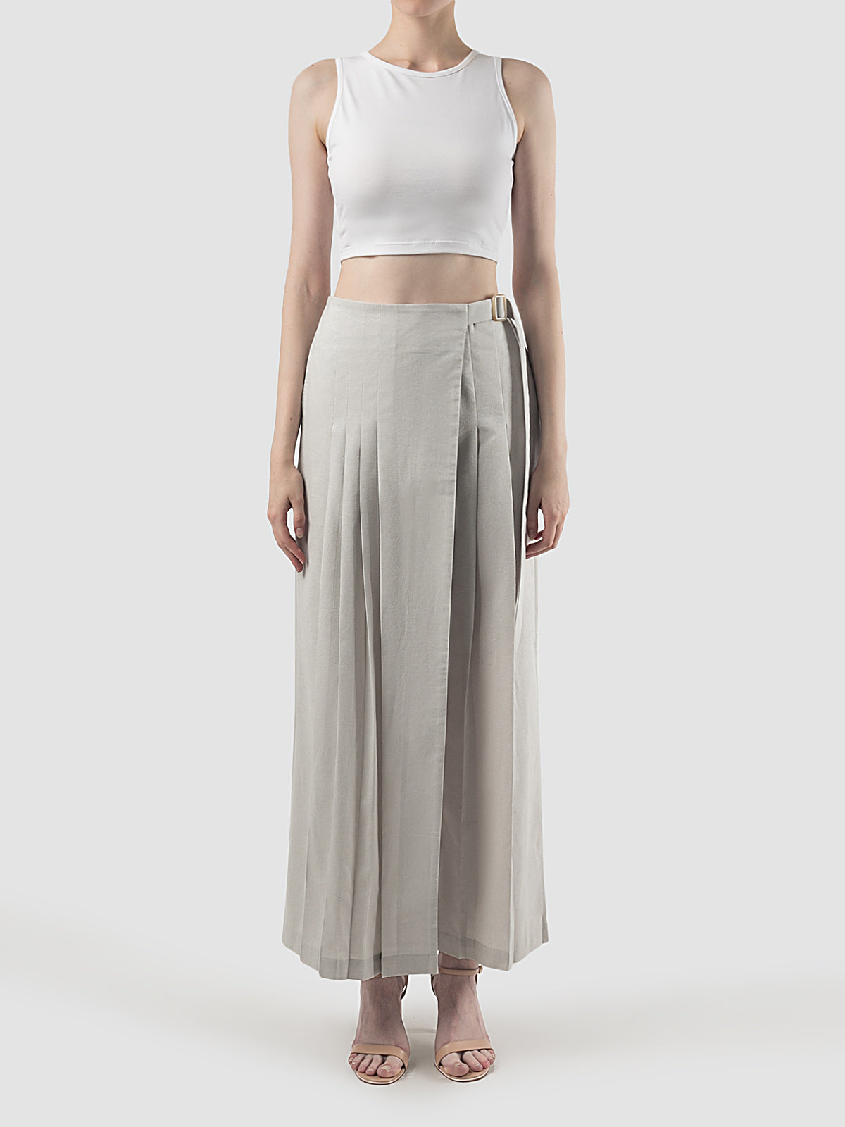 Silver Fen pleated-wrap wide-leg pants