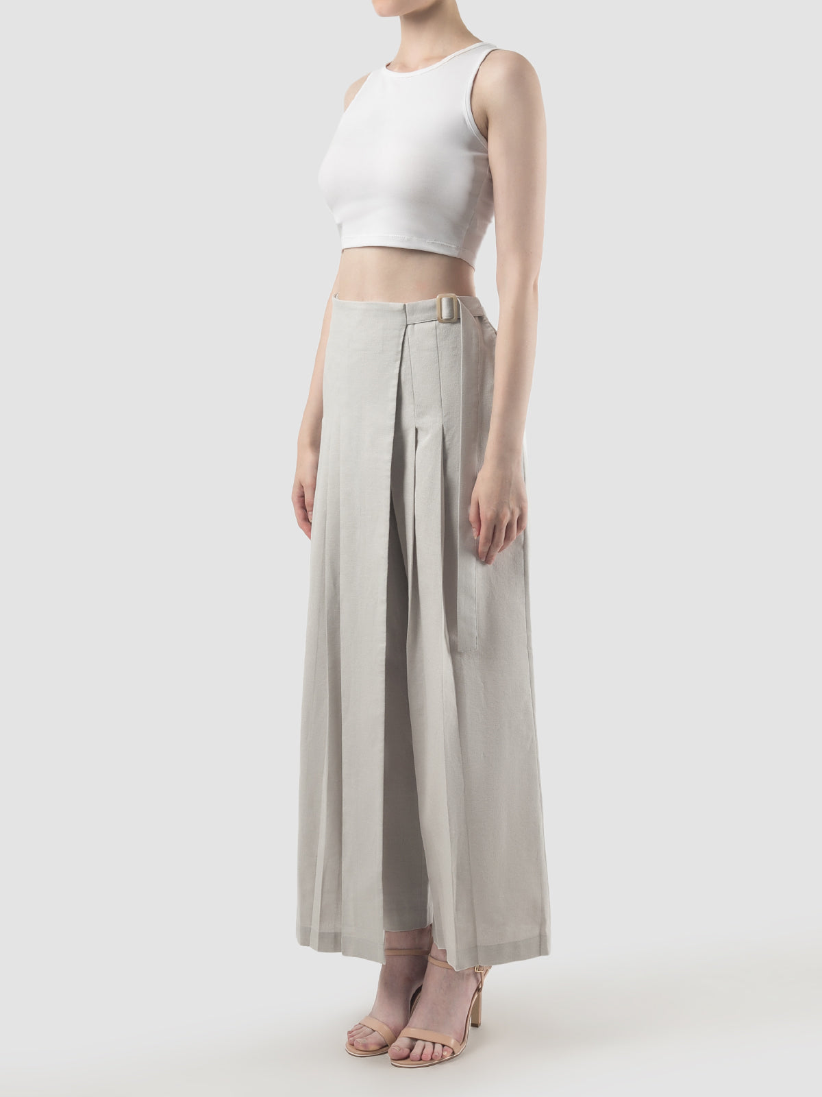 Silver Fen pleated-wrap wide-leg pants