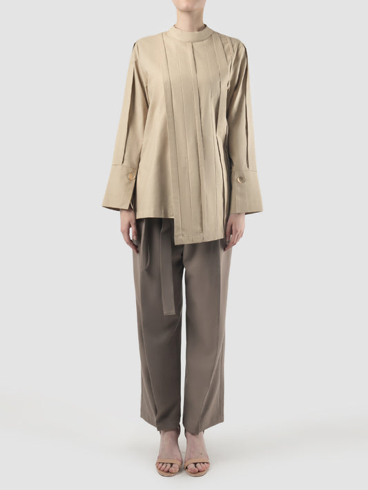 Brown Fen asymmetric blouse