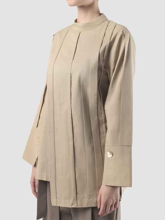 Brown Fen asymmetric blouse