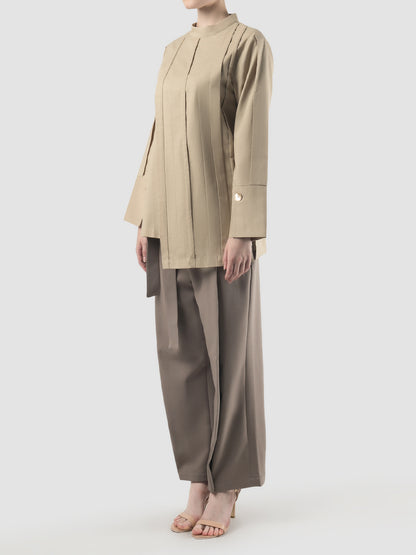 Brown Fen asymmetric blouse