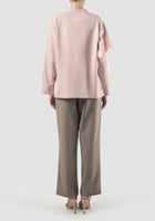 Pink Alana blouse with asymmetric long sleeves