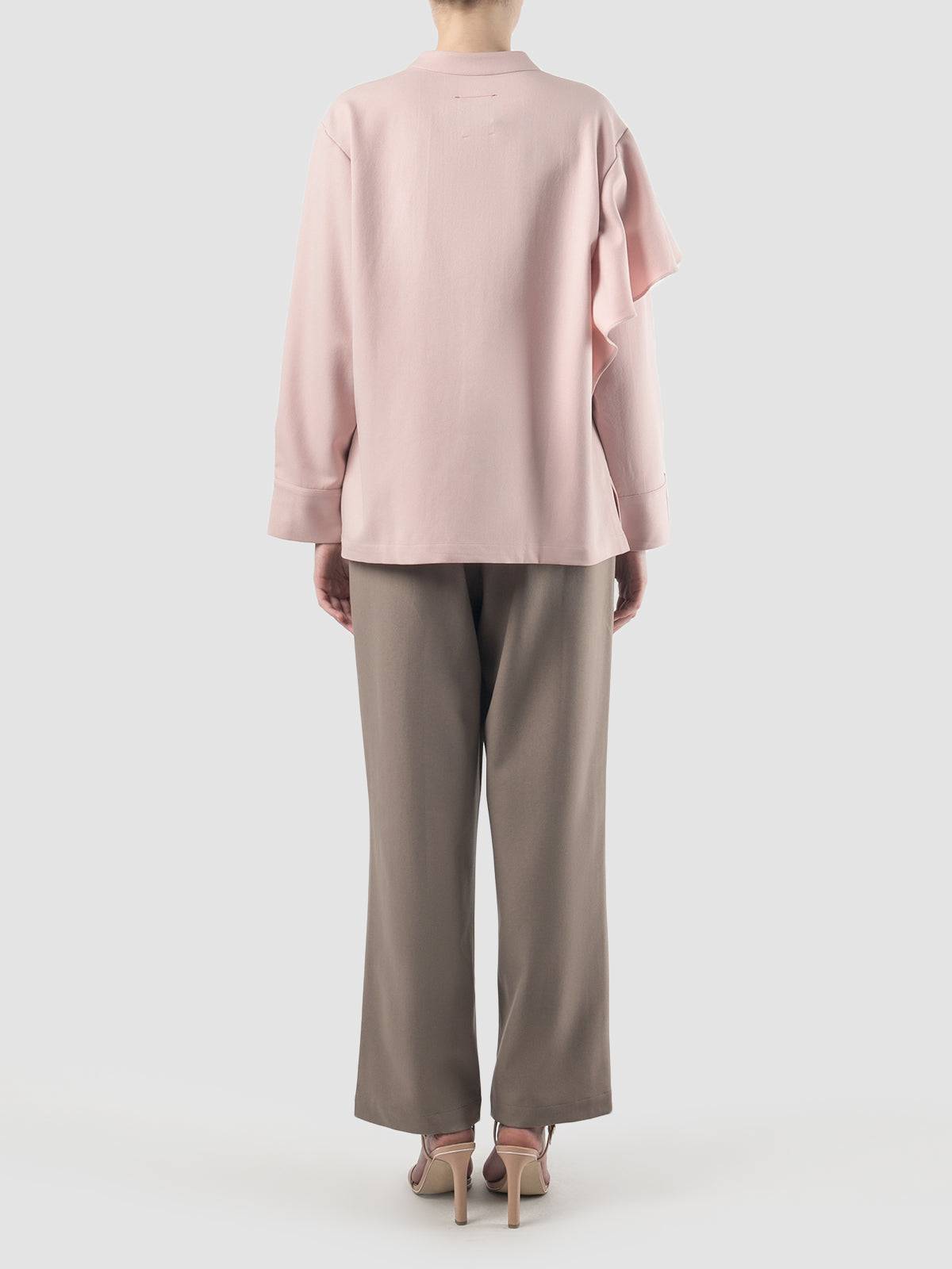 Pink Alana blouse with asymmetric long sleeves