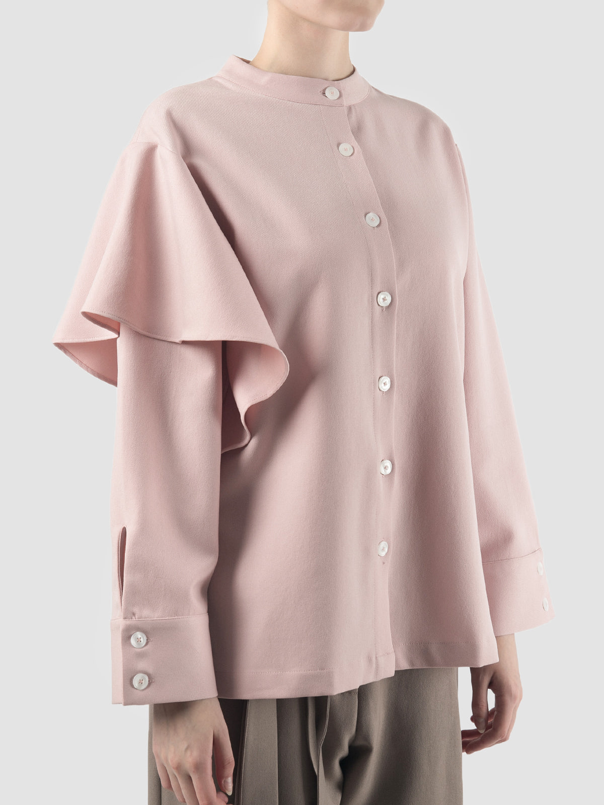 Pink Alana blouse with asymmetric long sleeves